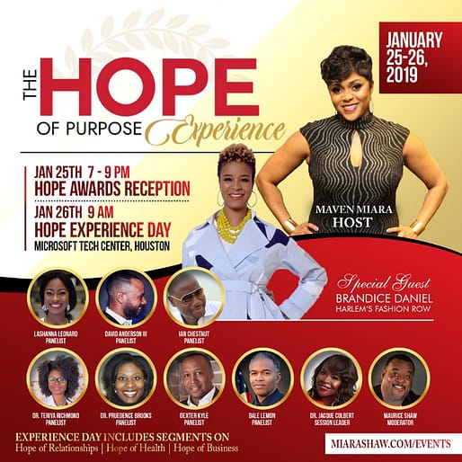 Author & Business Maven Miara Shaw & The Hope of Purpose Experience bring “Hope” to Houston Entrepreneurs for the New Year